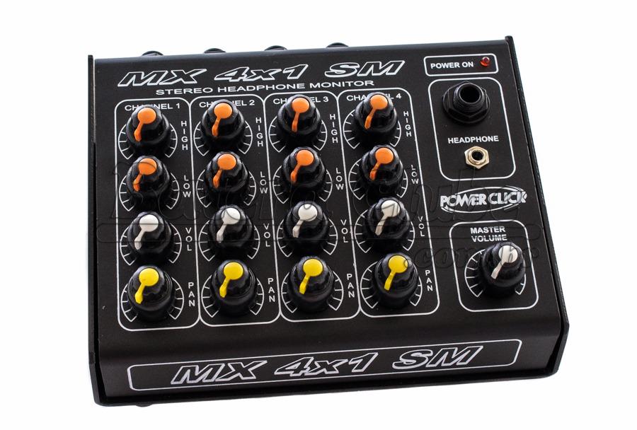 Power Click MX 4X1 SM Stereo Monitor Portátil com 4 Entradas, 4 Canais e Fonte de Energia