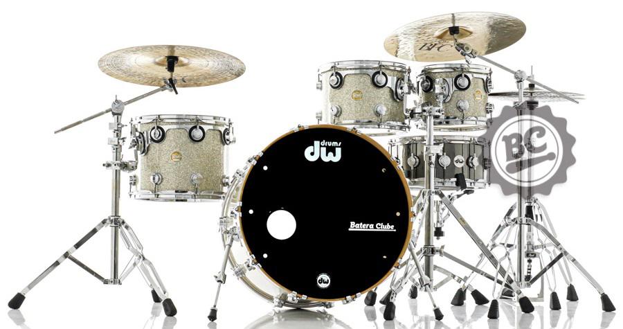Bateria DW Collectors Maple Broken Glass Finish-Ply 22x18",10",12",14" (Shell Pack) com Estantes