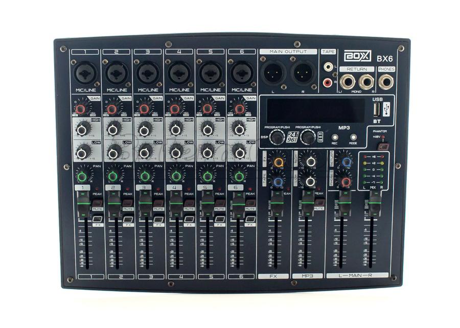 Mixer BOXX BX6 Mesa de Som 6 Canais para Lives e Gravações Interface Plug and Play para Smartphones