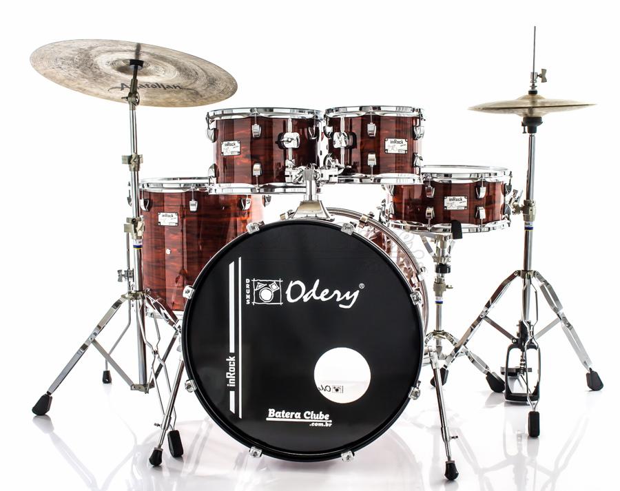 Bateria Odery inRock IR.180 Bloody Tiger Jazz com Bumbo 18",10",12",14" com Ferragens e Banco