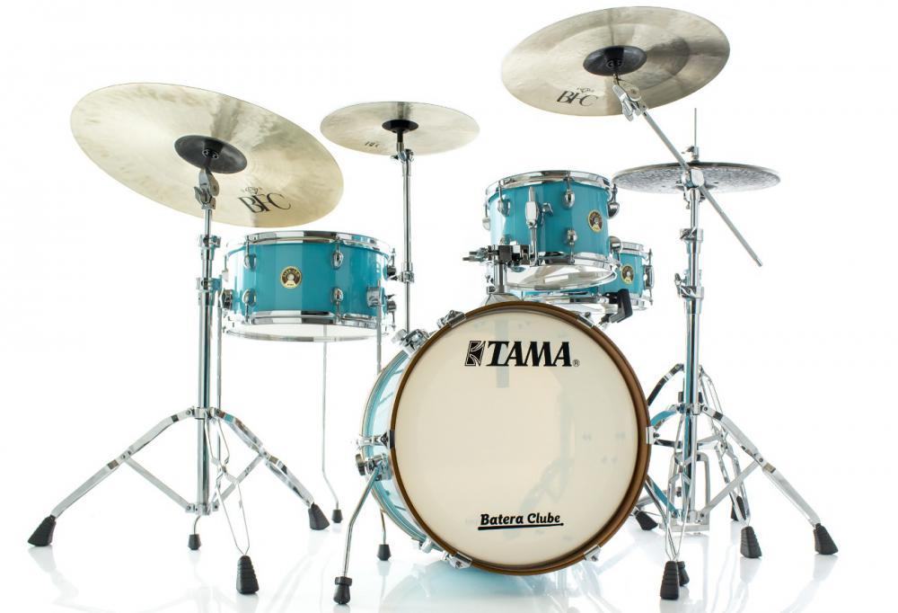 Bateria Tama Club-JAM Aqua Blue Compacta com Bumbo 18", Tom, Surdo e Caixa (Shell Pack)