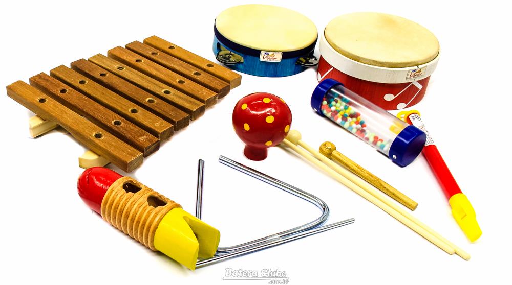 Bandinha Rítmica JOG Vibratom P3661 Kit 8 Peças Instrumentos de Percussão (Musicalização Infantil)