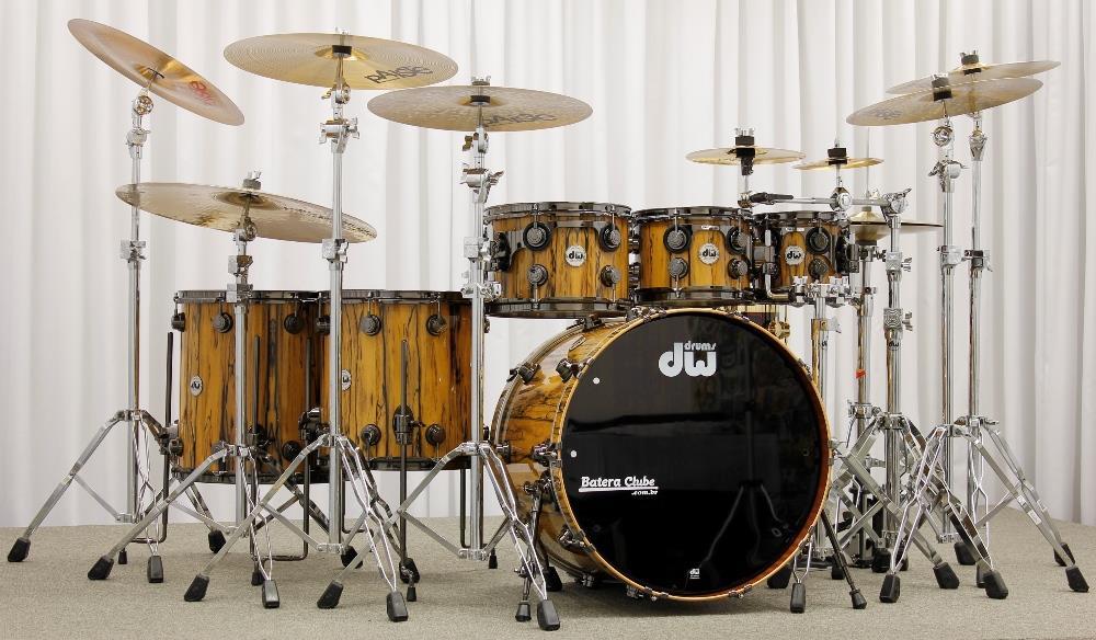 Bateria DW Collectors Exotic Series Ebony Ivory 22",8",10",12",14",16" com Cascos Híbridos