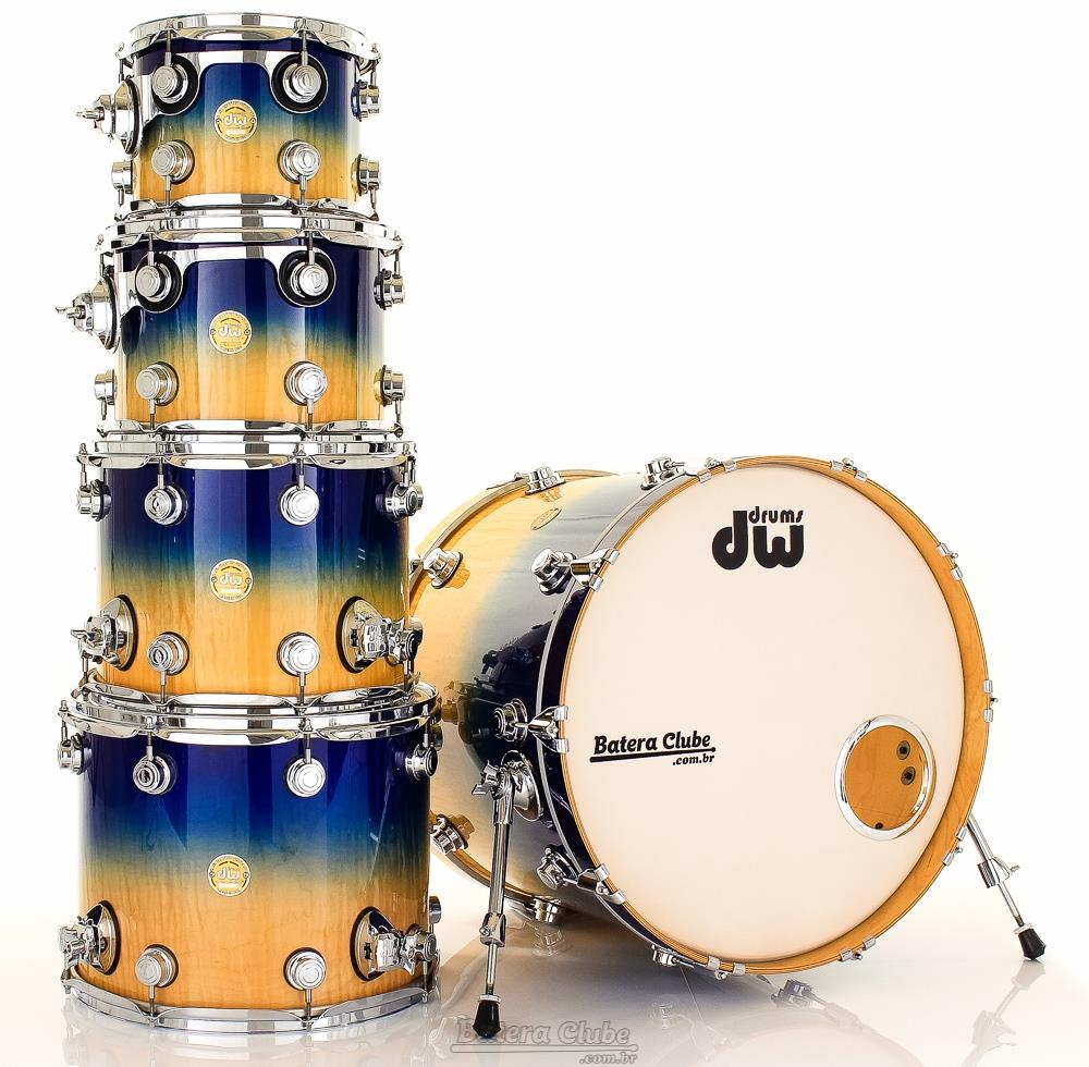 Bateria DW Collectors Exotic Royal Blue to Natural Fade Over Curly Maple 22",10",12",14",16"