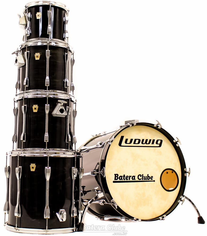 Bateria Ludwig Classic Maple Anos 90 Transparent Black 22",10",12",13",16" (Vintage)