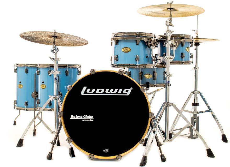 Bateria Ludwig Epic Euro Set Maple e Birch Celestial Blue 22",10",12",14",16" e Caixa (Shell Pack)