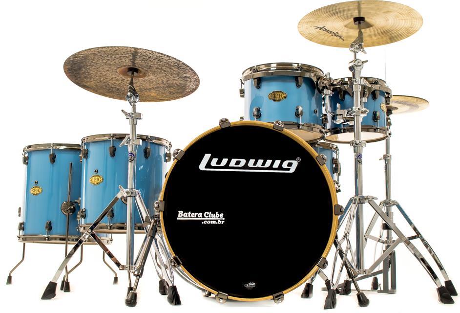 Bateria Ludwig Epic Euro Set Maple e Birch Celestial Blue 22",10",12",14",16" com Ferragens Atlas