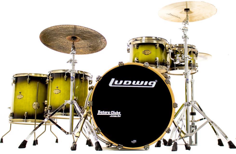 Bateria Ludwig Epic Euro Set Maple e Birch Olive Burst 22",10",12",14",16" com Ferragens Atlas