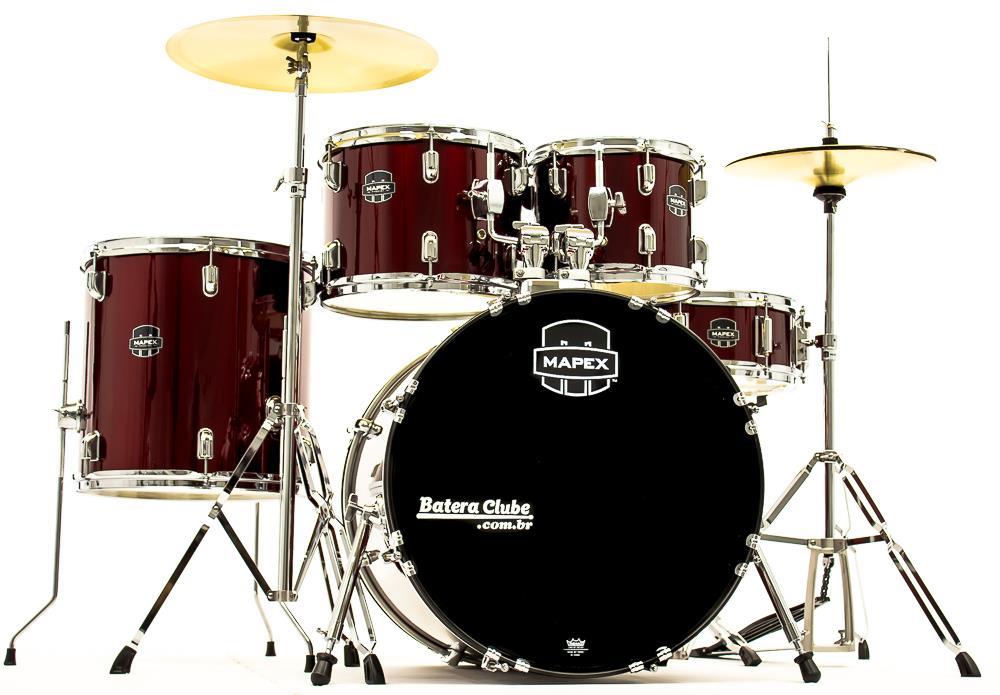 Bateria Mapex Prodigy Series Rock Dark Burgundy 22",12",13",16" Completa com Pratos e Ferragens