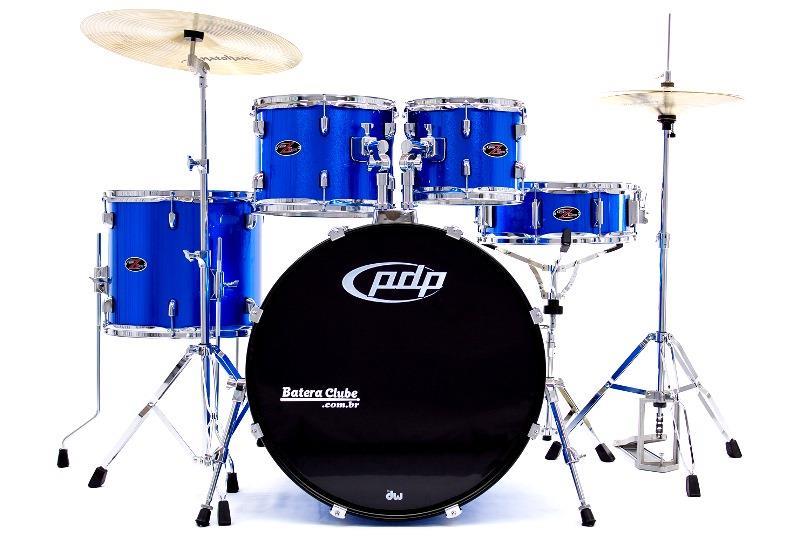 Bateria PDP by DW Z5 Series Aqua Blue 22",10",12",14" com Kit de Ferragens
