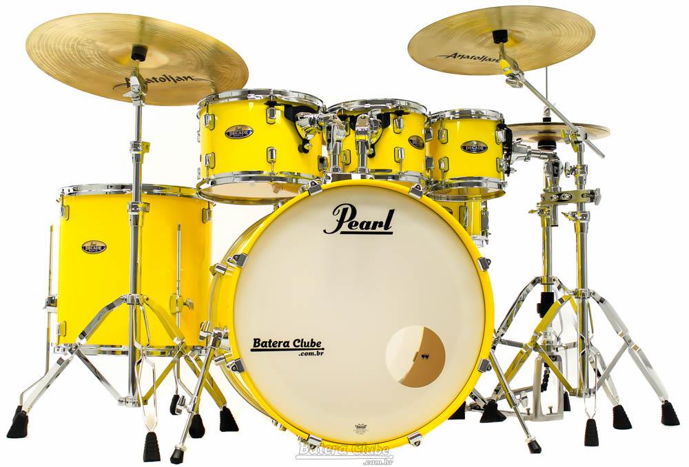 Bateria Pearl Decade Maple High Gloss Solid Yellow 22",8",10",12",16" com Kit de Ferragens 830