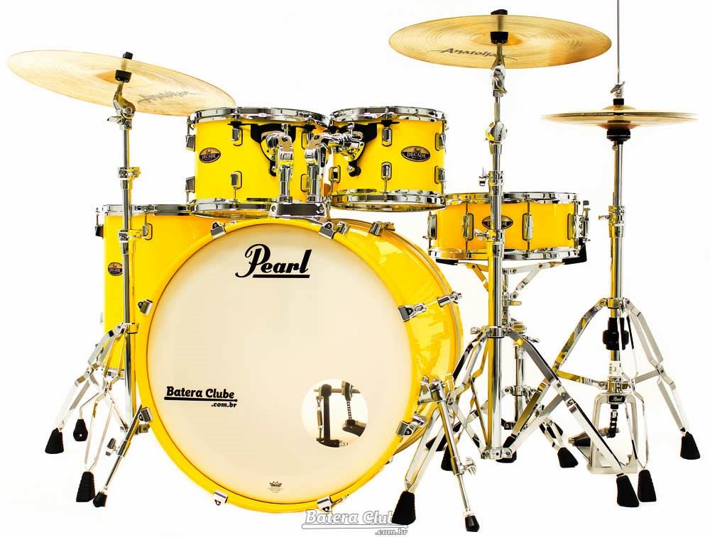 Bateria Pearl Decade Maple High Gloss Solid Yellow 22",10",12",16" com Kit de Ferragens 830