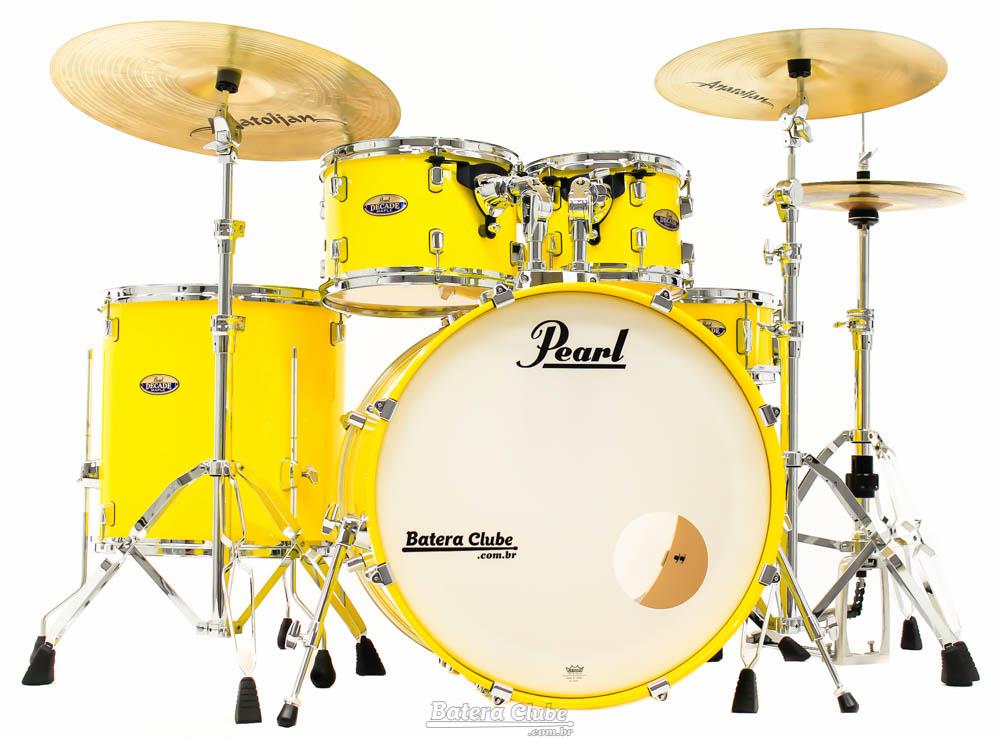 Bateria Pearl Decade Maple High Gloss Solid Yellow 20",10",12",14" com Kit de Ferragens 830