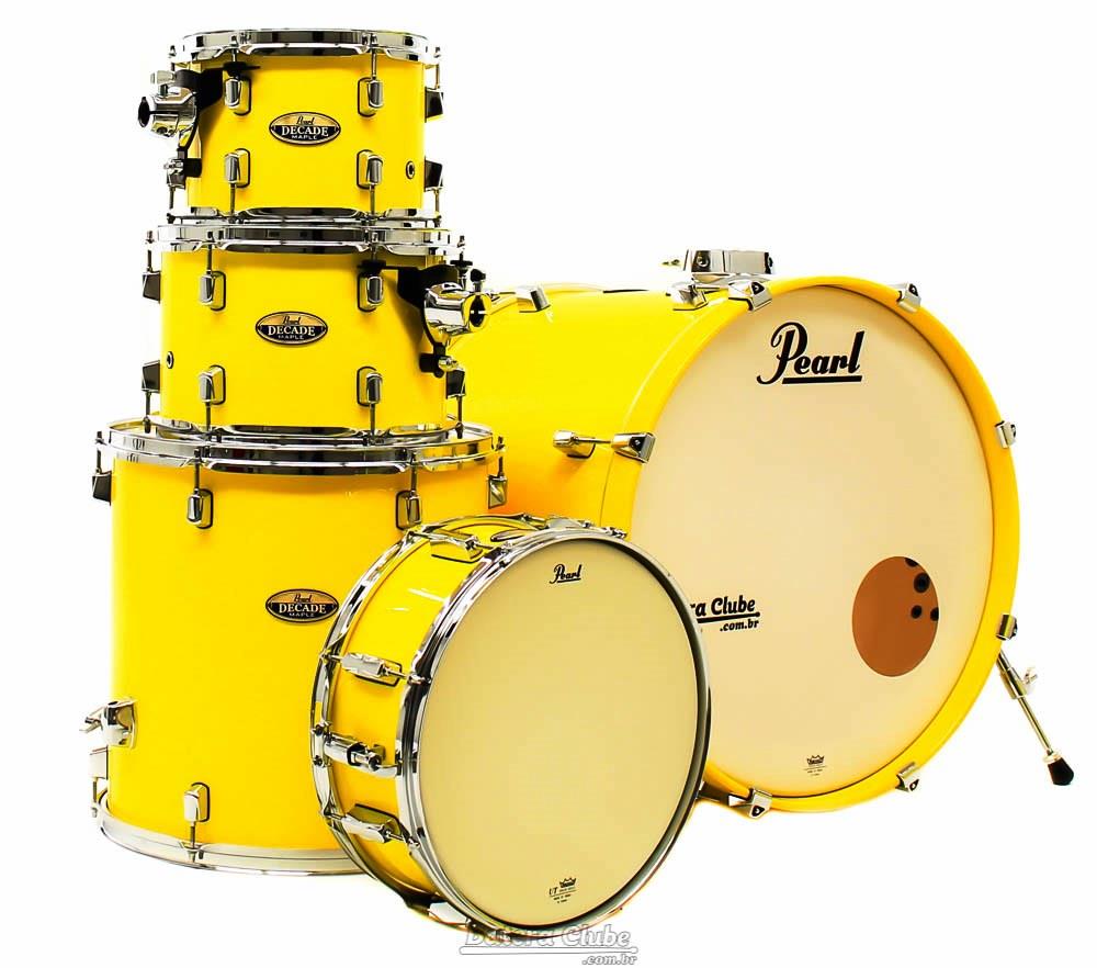 Bateria Pearl Decade Maple High Gloss Solid Yellow 22",10",12",16" com Caixa (Shell Pack)