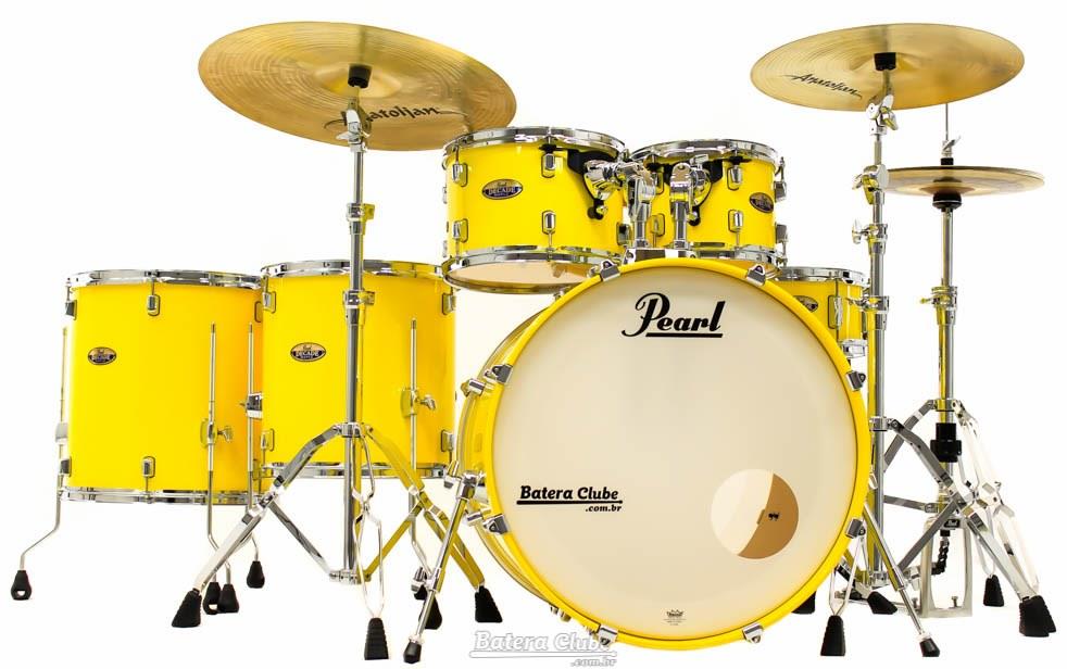 Bateria Pearl Decade Maple High Gloss Solid Yellow 22",10",12",14",16" com Kit de Ferragens 830