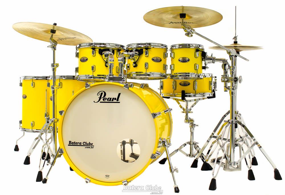 Bateria Pearl Decade Maple High Gloss Solid Yellow 20",8",10",12",14",16" com Kit de Ferragens 830