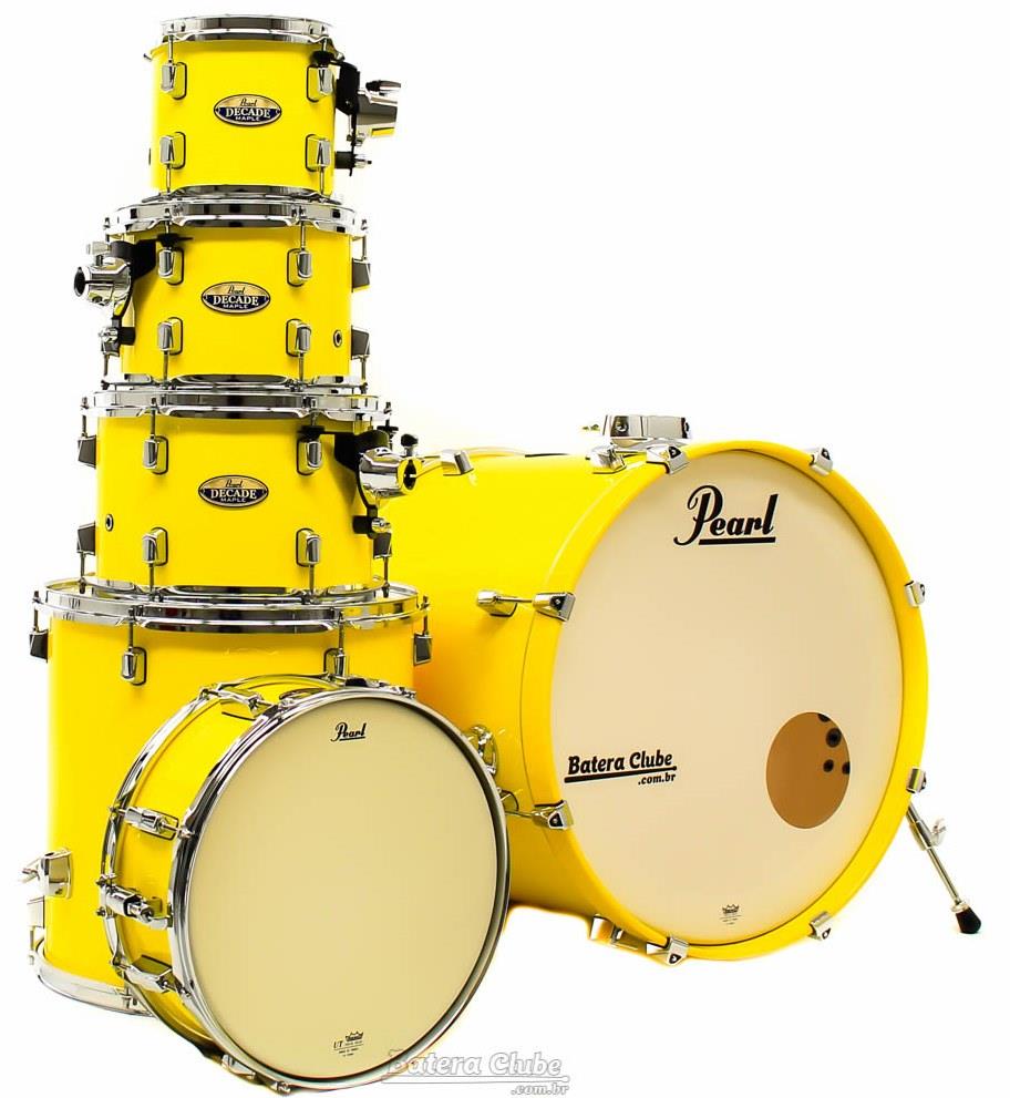 Bateria Pearl Decade Maple High Gloss Solid Yellow 20",8",10",12",14" com Caixa (Shell Pack)