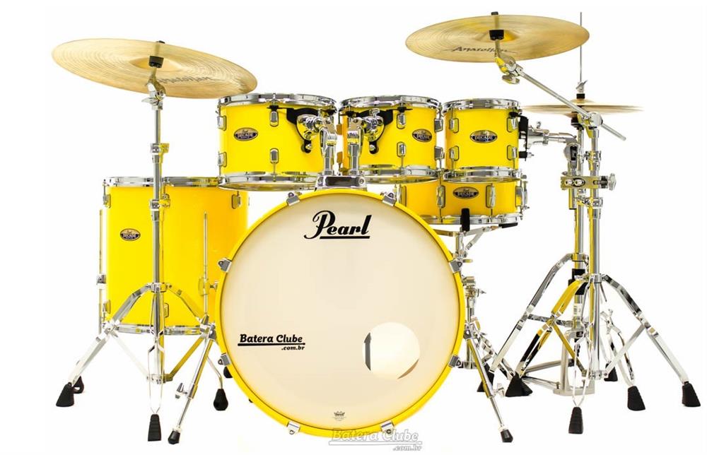 Bateria Pearl Decade Maple High Gloss Solid Yellow 20",8",10",12",14" com Kit de Ferragens 830