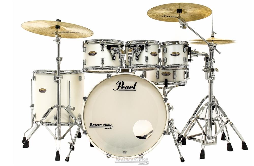 Bateria Pearl Decade Maple Satin Finish White Satin 20",8",10",12",14" com Kit de Ferragens 830