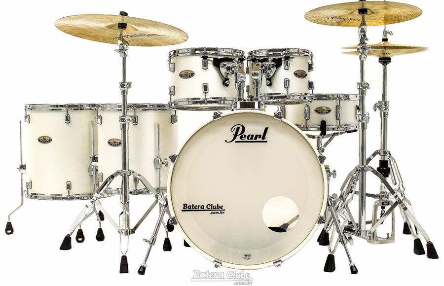 Bateria Pearl Decade Maple Satin Finish White Satin 20",10",12",14",16" com Kit de Ferragens 830