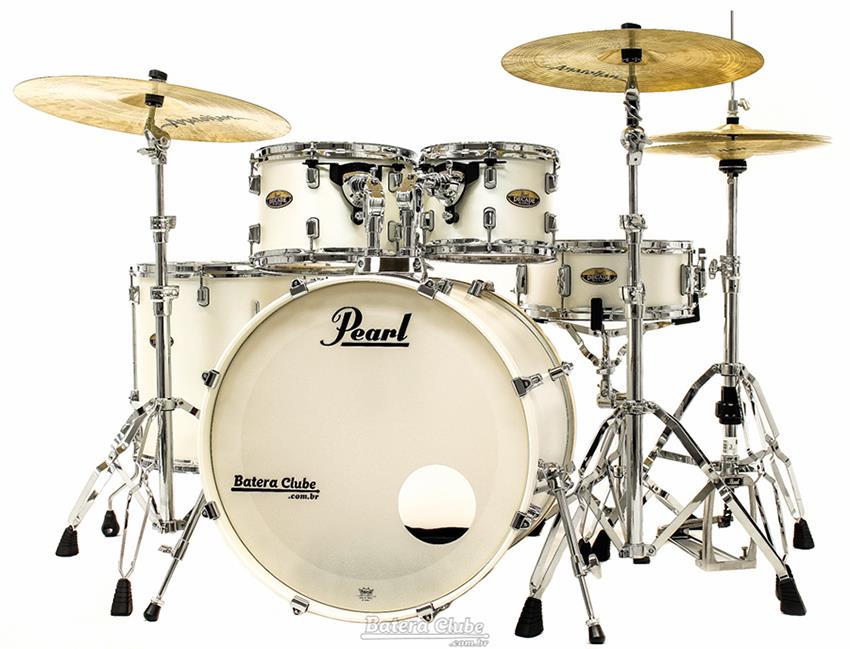 Bateria Pearl Decade Maple Satin Finish White Satin 20",10",12",14" com Kit de Ferragens 830