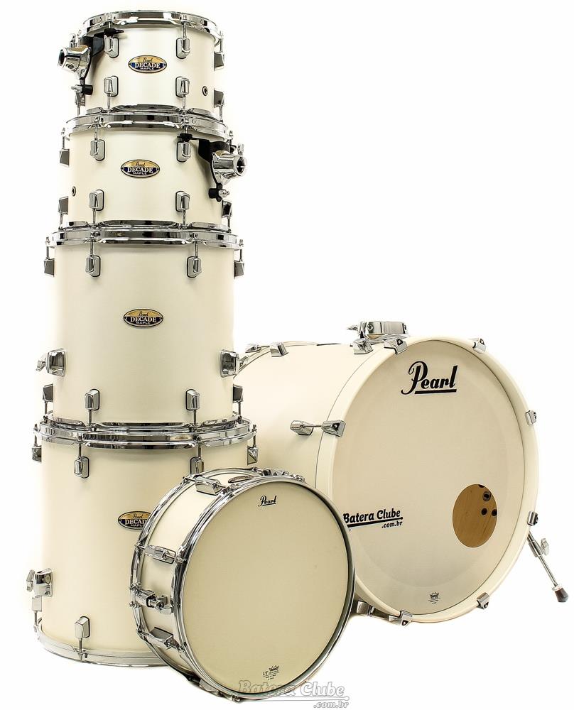 Bateria Pearl Decade Maple Satin Finish White Satin 20",10",12",14",16" com Caixa (Shell Pack)