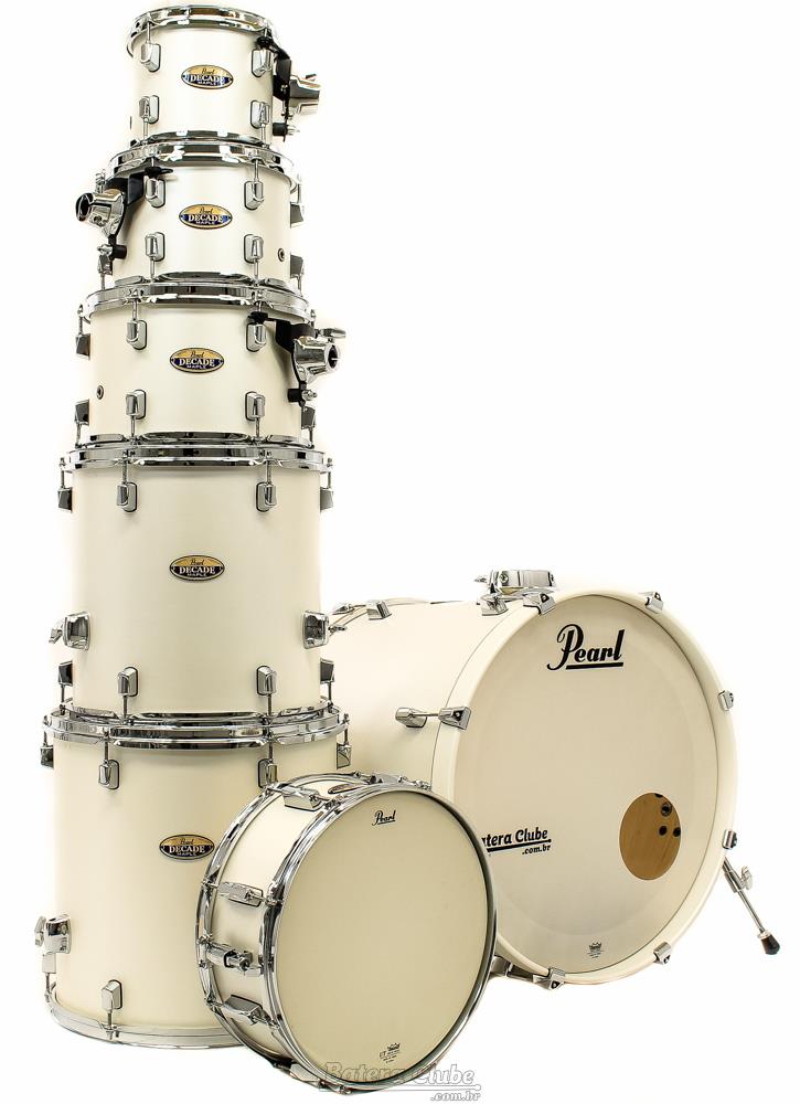 Bateria Pearl Decade Maple Satin Finish White Satin 22",8",10",12",14",16" com Caixa (Shell Pack)