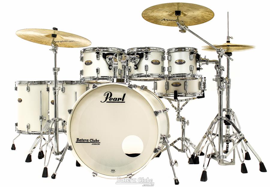 Bateria Pearl Decade Maple Satin Finish White Satin 22",8",10",12",14",16" com Kit de Ferragens 830