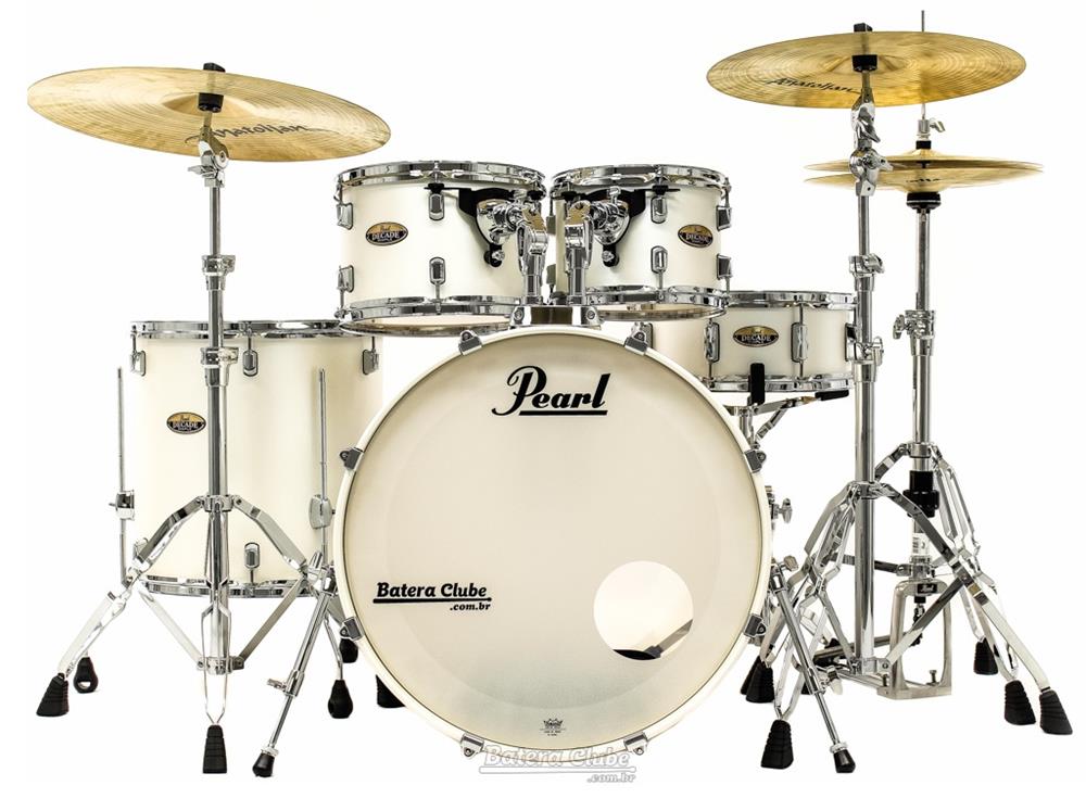 Bateria Pearl Decade Maple Satin Finish White Satin 22",10",12",16" com Kit de Ferragens 830
