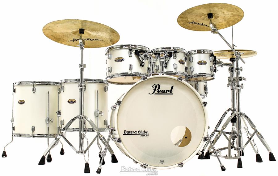 Bateria Pearl Decade Maple Satin Finish White Satin 20",8",10",12",14",16" com Kit de Ferragens 830
