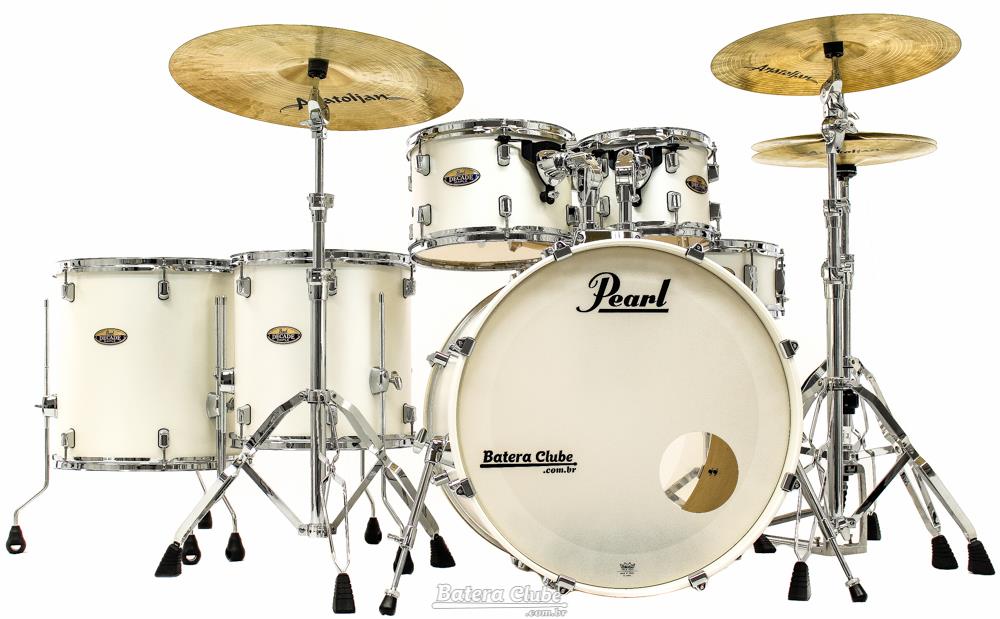 Bateria Pearl Decade Maple Satin Finish White Satin 22",10",12",14",16" com Kit de Ferragens 830