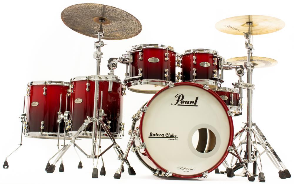 Bateria Pearl Reference Pure Thin Shells Cranberry Fade 20",10",12",14",16" em Maple, Mogno e Birch