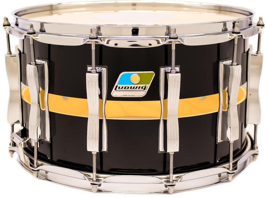Caixa Ludwig Classic Maple Slotted Coliseum Black Cortex 14x8" com Casco Ventilado e 12 Afinações