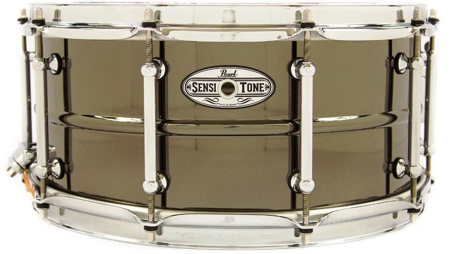 Caixa Pearl New Sensitone Elite Series Beaded Brass Shell Black Nickel 14x6,5" com Pele Remo Top USA