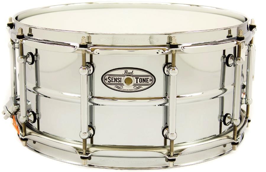 Caixa Pearl New Sensitone Elite Series Beaded Seamless Steel Shell 14x6,5" com Pele Remo Top USA