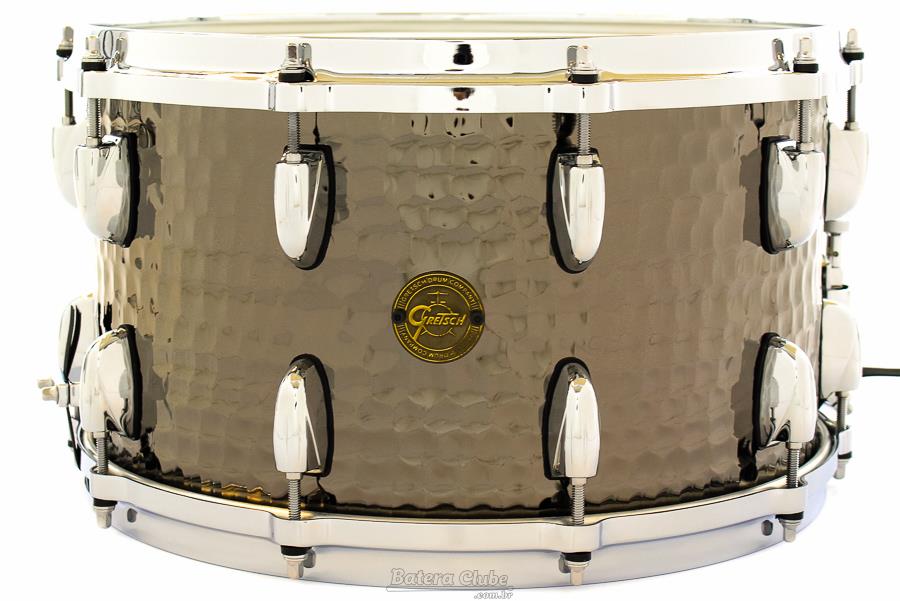 Caixa Gretsch Full Range Hammered Black Nickel Steel Shell 14x8" com Aros Die-Cast Ballad Snare