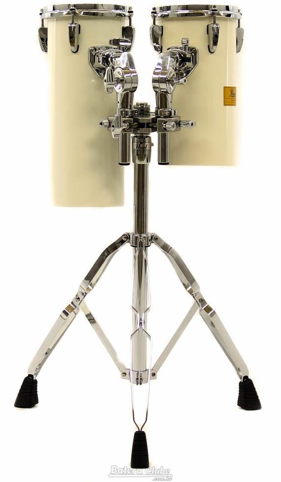 Kit de Octobans Pearl Rocket Tom Artic White ALX-1215 Curtos com Estante T-800W e Tom Holders