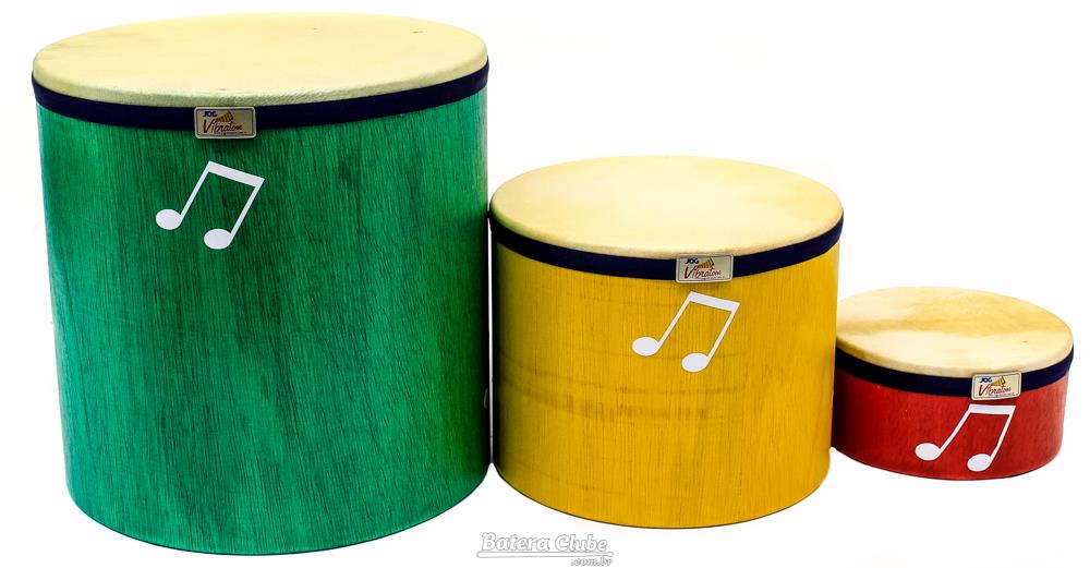 Kit de Surdinhos JOG Vibratom P3642 3pçs em Madeira e Baquetas (Musicalização Infantil) 15122