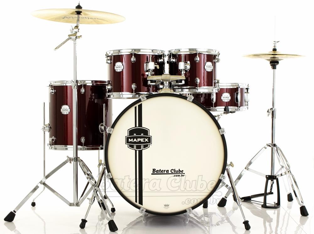 Bateria Mapex Voyager Fusionease Dark Wine Burgundy 22",10",12",14" com Ferragens e Banco
