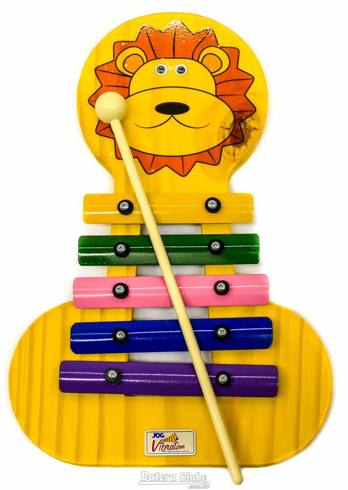 Metalofone JOG Vibratom Leão P2237 com 5 Teclas Coloridas e Baqueta (Musicalização Infantil) 16424
