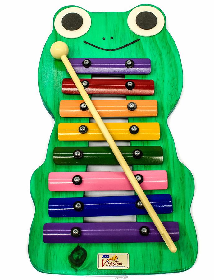 Metalofone JOG Vibratom Sapo P2235 com 8 Teclas Coloridas e Baqueta (Musicalização Infantil) 16422
