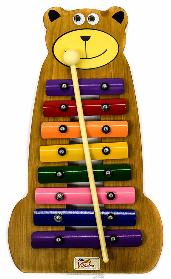 Metalofone JOG Vibratom Urso P2236 com 8 Teclas Coloridas e Baqueta (Musicalização Infantil) 16423
