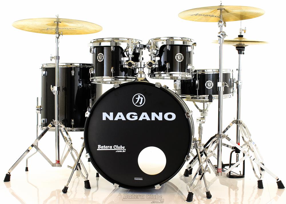 Bateria Nagano Garage Fusion Ebony Sparkle 20",10",12",14" com Banco e Peles Duplas