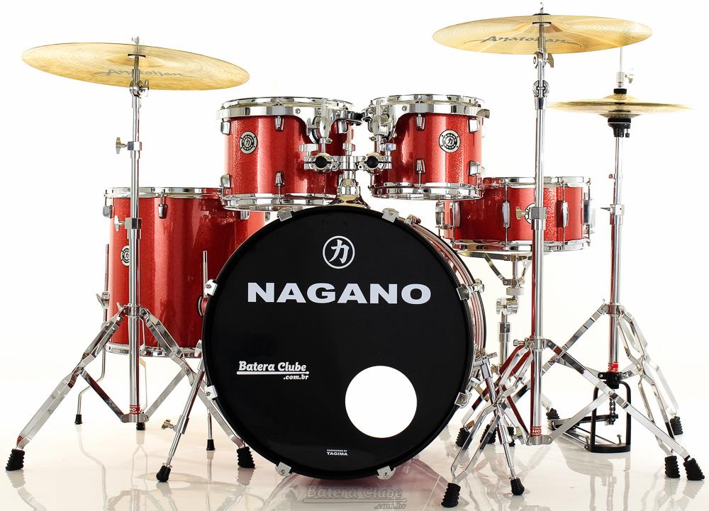 Bateria Nagano Garage Fusion Wine Sparkle 20",10",12",14" com Banco e Peles Duplas