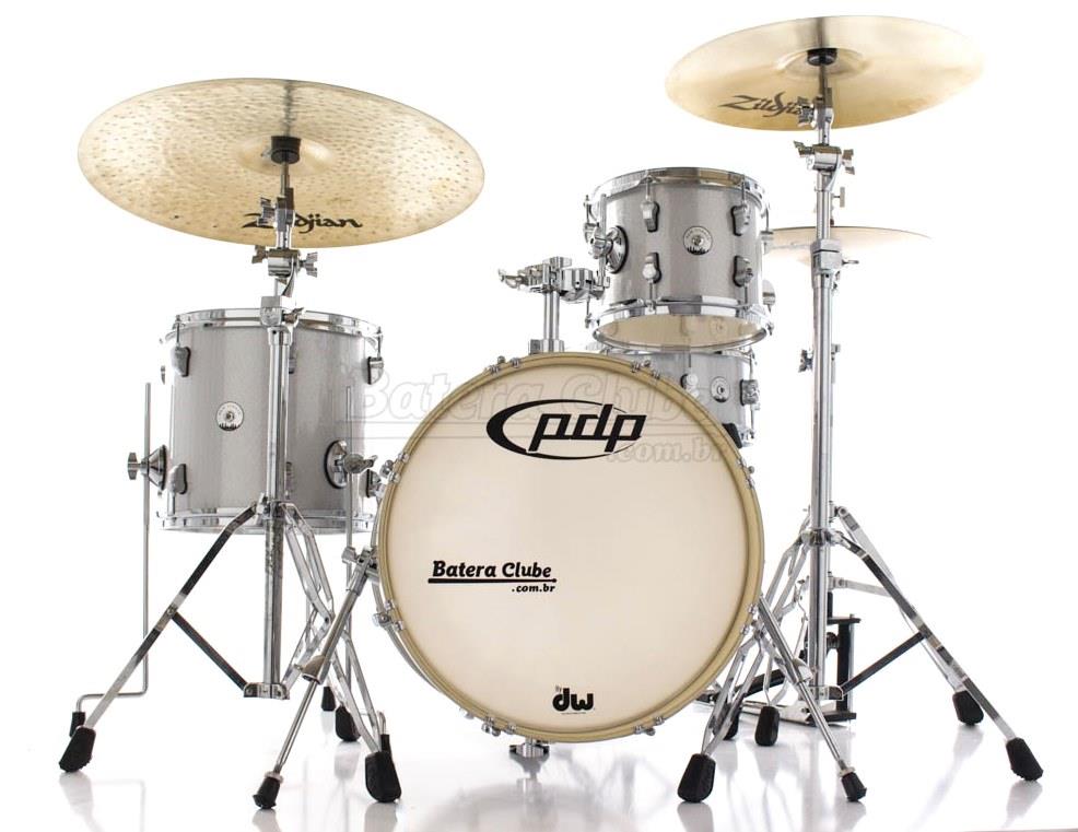 Bateria PDP New Yorker Diamond Sparkle Compacta com Bumbo 18", Tom 10", Surdo 13" e Caixa 13x6"