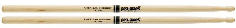 Baqueta Promark Classic American Hickory Rock TX747W (Padrão 5A Comprida) com Ponta Maior (020431)