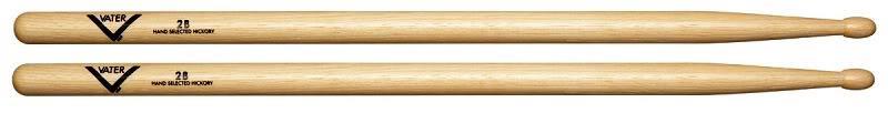 Baqueta Vater 2B Clássica VH2BW em Hickory Made in USA com ponta oval grande um pouco mais comprida