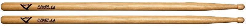 Baqueta Vater Power 5A VHP5AW em Hickory Made in USA padrão 5A mais comprida e ponta arredondada