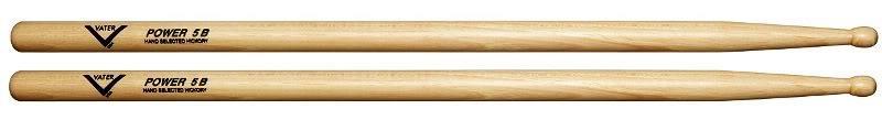 Baqueta Vater Power 5B VHP5BW em Hickory Made in USA padrão 5B mais comprida e ponta arredondada