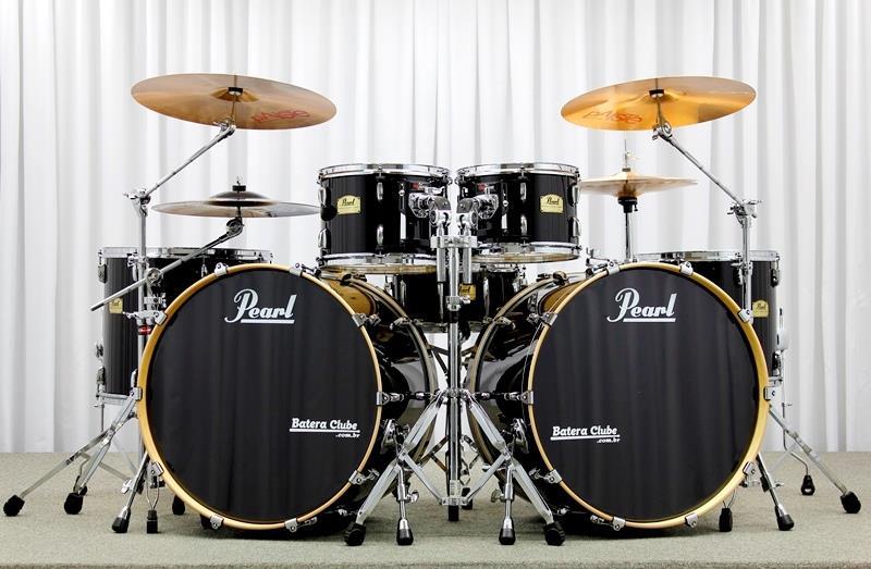 Bateria Pearl Session Studio Classic Bumbo Duplo Piano Black com 3 Tons, 2 Surdos e 2 Bumbos